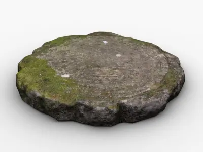 Mossy stone Low-poly 3D model