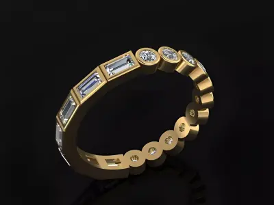 Ring with 2 Stones  3D print model