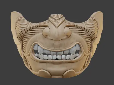 Oni Mask 11 Line pattern Half Face 3D print model
