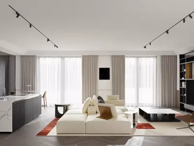 Modern living room dining room interior scenes 433 3D model