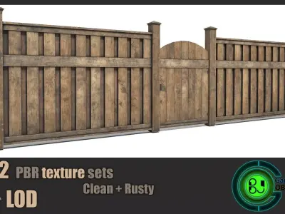 Picket fence modular  Low-poly 3D model