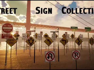 Street Sign Collection - FBX included Low-poly 3D model