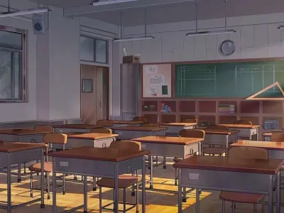 blender 3D to 2D Classroom scene 3D model