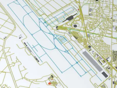 Seoul Gimpo GMP Airport Roads Buildings and Public Transport 3D model