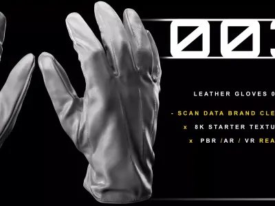 Leather Gloves 003 Low-poly 3D model