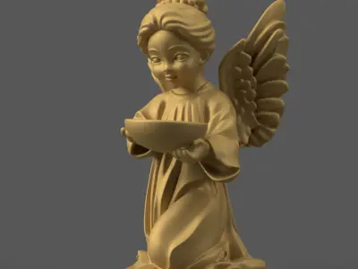 Angel with Bowl 3D STL Model for Decoration 3D print model