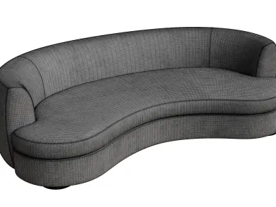 Curved Gray Fabric Sennon Sofa 3D model