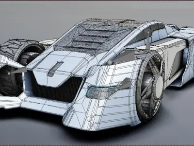 Futuristic Concept Car 1 Rigged Low-poly 3D model