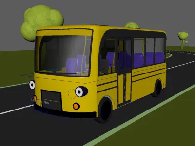 Cartoon bus Low-poly 3D model