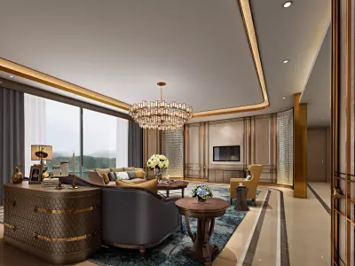 Luxury living room interior 3D model