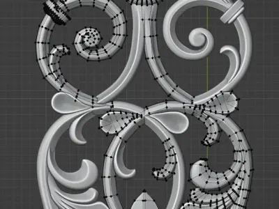 Carved decor vertical  3D model