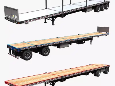 Flatbed Trailer Low-poly 3D model