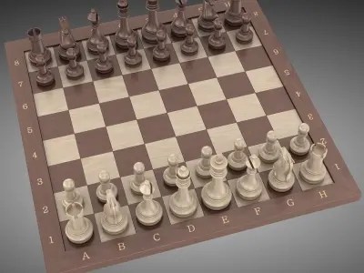 Chess board Low-poly 3D model