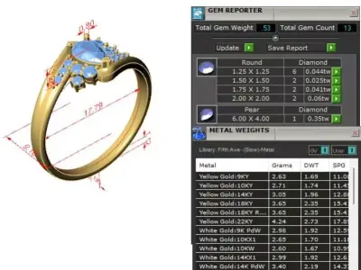 Pear Diamond Wedding Ring 3D Model STL 3DM 3D print model