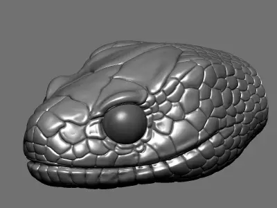 highly detailed Snake head 3D model