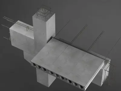 Construction detail 01 beam column connection 3D model