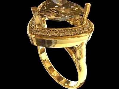 heart gem ring 3D print model