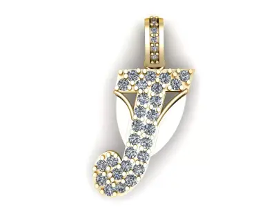 LUXURY ALPHABET J PENDANT 3D PRINTABLE MODEL 3D print model