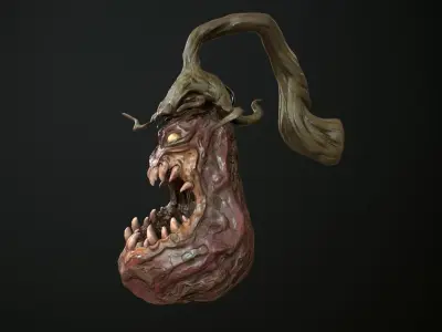 Creepy Eggplant Monster Low-poly 3D model