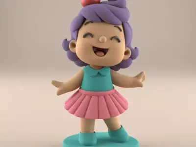 Cute Cherry Girl 3D Print Model Happy STL File 3D print model
