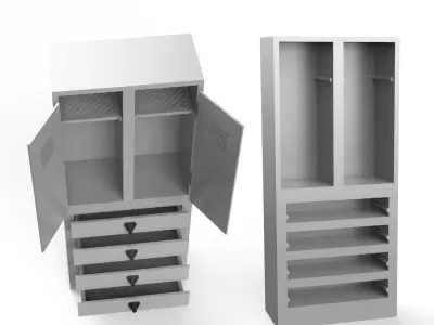 Locker metal with three drawers 3D print model