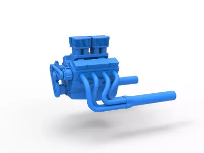 Engine V8 for Vintage Sprint car Scale 1 to 25 3D print model