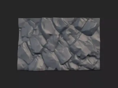 Cracked Cement Stone Wall 3D model