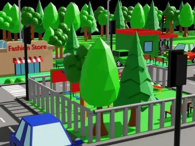 Low Poly City Map Low-poly 3D model