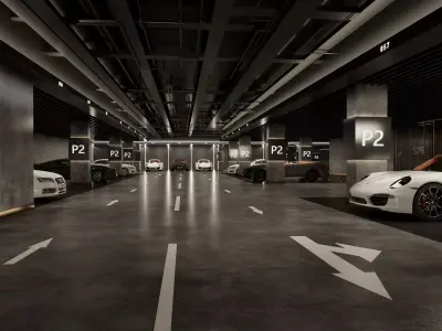 Modern Underground Parking Garage Low-poly 3D model