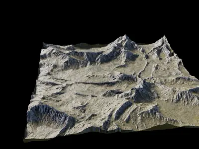 Provence landscape terrain for game engine 3D model 1k res Low-poly 3D model