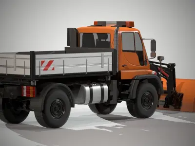 Unimog U500 Front Loader Truck Low-poly 3D model