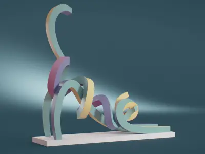 Stretching Cat Pastel 3D model