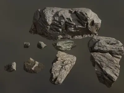 Rock model set piece of Low-poly 3D model