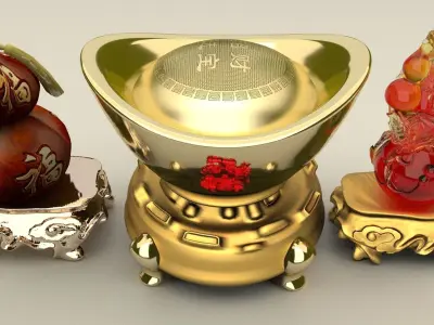 Chinese gold Ingot   3D model