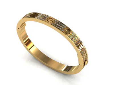 Love C Bracelet Pave 18 cm Size 3D print model