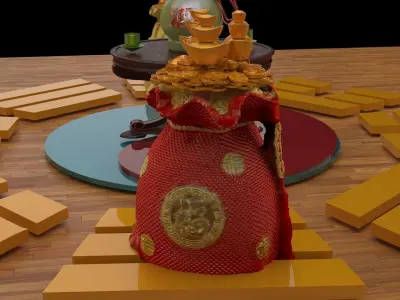 Chinese money bag  3D model