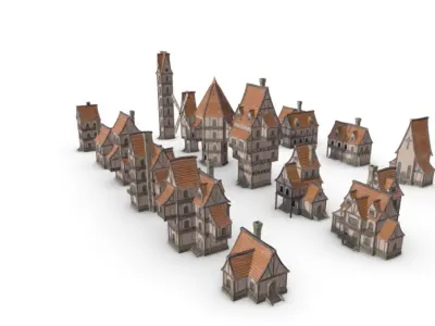 Medieval Town  Stylized Modular Buildings Pack 3D model