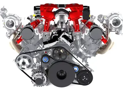 Twin Turbo V8 Engine High Detailed 3D model
