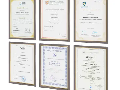 Awards set trophies and medals 3D model