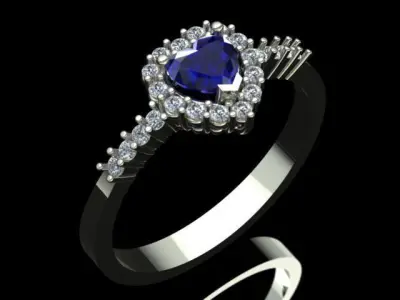 Heart Shaped Diamond Golden Ring 3D print model