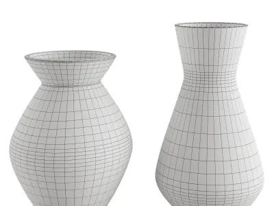 Set of 2 Ceramic Pottery Vase Heinz Siery Carstens Tonnieshof 3D model