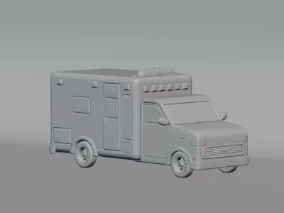 Cartoon Ambulance Low-poly 3D model