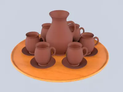 Vase and mugs set 3D model
