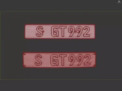 German Porsche License Plate 3D model
