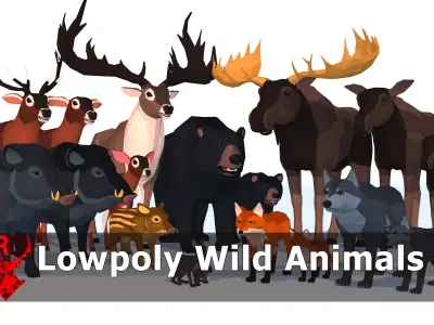LowPoly Wild Animals pack Low-poly 3D model