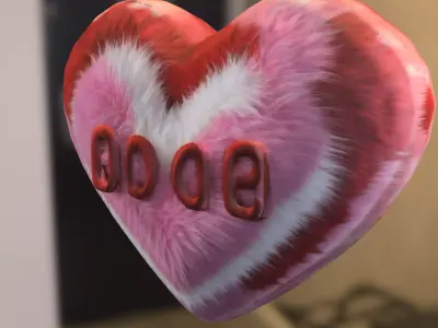 Fluffy Heart Plush Low-poly 3D model