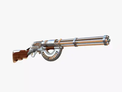 Rifle steamPunk game ready Low-poly 3D model