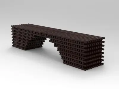 Bench Model with Line Tool 3D model