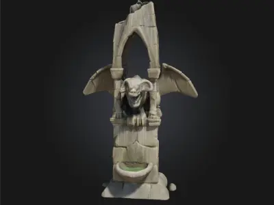 Gargoyle Fountain  Gothic Elegance with a Mystical Touch 3D model