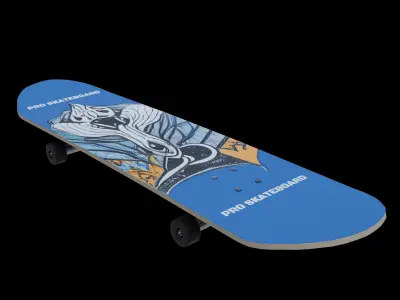 Skateboard Low-poly 3D model 16